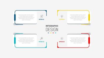 Four Step Infographic label design template with line icons. process steps diagram, presentations, workflow layout, banner, flow chart, info graph illustration. vector
