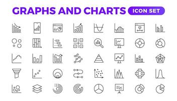 Graphs and charts icon set. Business growing bar graph icons. Statistics and analytics icon. Statistic and data, charts diagrams, money, down or up arrow vector
