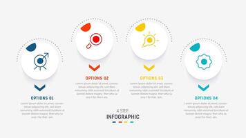 Four Step Infographic label design template with line icons. process steps diagram, presentations, workflow layout, banner, flow chart, info graph illustration. vector