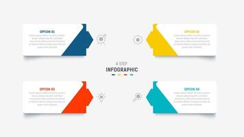 Four Step Infographic label design template with line icons. process steps diagram, presentations, workflow layout, banner, flow chart, info graph illustration. vector