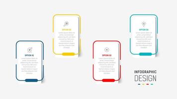 Four Step Infographic label design template with line icons. process steps diagram, presentations, workflow layout, banner, flow chart, info graph illustration. vector