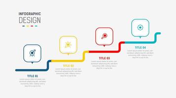 Four Step Infographic label design template with line icons. process steps diagram, presentations, workflow layout, banner, flow chart, info graph illustration. vector