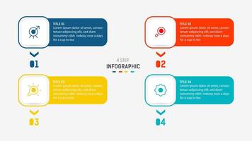 Four Step Infographic label design template with line icons. process steps diagram, presentations, workflow layout, banner, flow chart, info graph illustration. vector