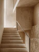 Modern Terrazzo Staircase With Black Railing In Interior Home Design photo