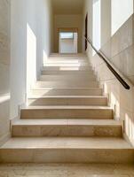 Modern Terrazzo Staircase With Black Railing In Interior Home Design photo