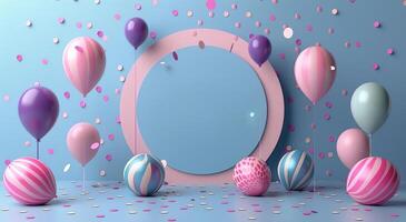 Colorful Balloons and Confetti Decorated Party Background photo