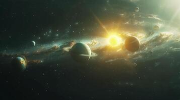 A Glowing Sun Illuminates A Distant Planetary System With Multiple Moons photo