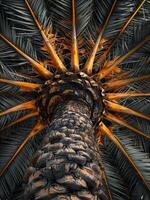 Palm Tree Trunk And Fronds From Below photo