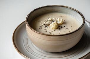 Fresh Green Peas in a White Bowl on a Gray Surface photo