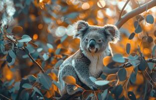 coala oso alpinismo un eucalipto árbol en Australia durante tiempo de día foto