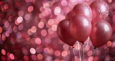 rosado globos en contra borroso rojo luces foto