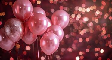 rosado globos en contra borroso rojo luces foto
