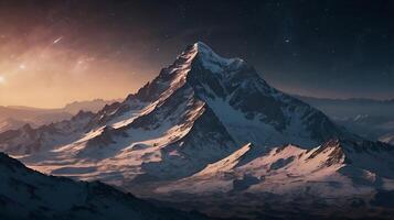 a tranquil mountain landscape unfolds, surrounded by the echoing silence of the void, background photo