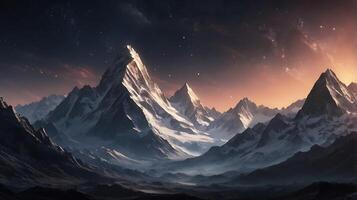 a tranquil mountain landscape unfolds, surrounded by the echoing silence of the void, background photo
