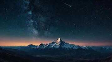 a tranquil mountain landscape unfolds, surrounded by the echoing silence of the void, background photo