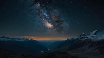 a tranquil mountain landscape unfolds, surrounded by the echoing silence of the void, background photo