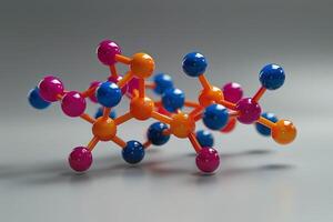 Colorful Molecular Model Against White Background photo