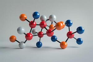 Colorful Molecular Model Against White Background photo