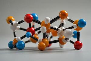 Colorful Molecular Model Against White Background photo