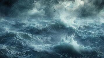 Stormy Sea Under a Dark, Cloudy Sky photo