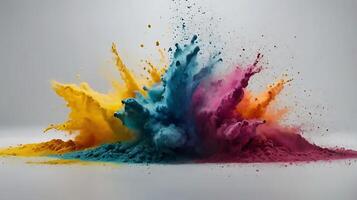 ultra hd 8k multi sharp rainbow color powder splashes on black background photo