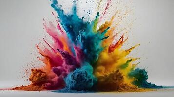 ultra hd 8k multi sharp rainbow color powder splashes on black background photo