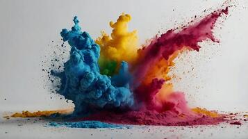 ultra hd 8k multi sharp rainbow color powder splashes on black background photo