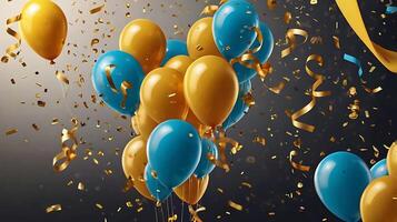 Ultra High-resolution Graduation party invitation realistic composition with flying Golden balloons photo
