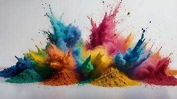 ultra hd 8k multi sharp rainbow color powder splashes on black background photo
