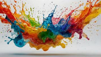ultra hd 8k multi faded water colors on white background, water colors sprinkling, splashes photo