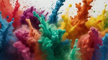 ultra hd 8k multi sharp rainbow color powder splashes on black background photo