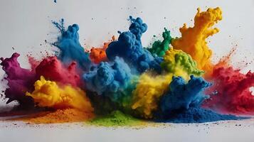 ultra hd 8k multi sharp rainbow color powder splashes on black background photo
