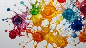 ultra hd 8k multi faded water colors on white background, water colors sprinkling, splashes photo