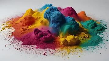 ultra hd 8k multi sharp rainbow color powder splashes on black background photo