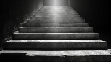 Stone Stairs Illuminated by Sunlight in a Dark Hallway photo