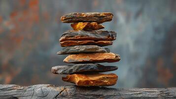 Stacked Stones on a Rocky Surface at a Beach photo