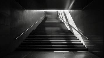 Stone Stairs Illuminated by Sunlight in a Dark Hallway photo