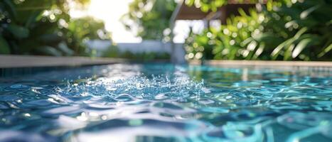 Tranquil Pool Water With Sunlight Reflections on a Sunny Day photo