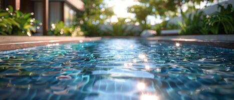Tranquil Pool Water With Sunlight Reflections on a Sunny Day photo