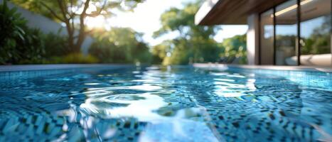 Tranquil Pool Water With Sunlight Reflections on a Sunny Day photo