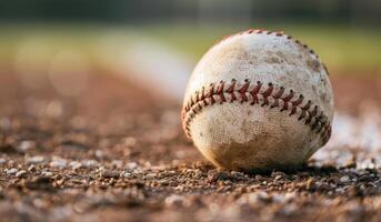Baseball Lying in Green Grass on a Sunny Day photo