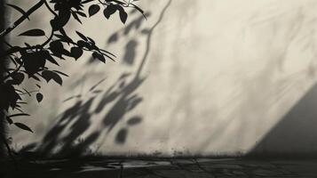 Leaves cast shadows on a wall photo