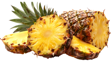 Slice sweet pineapple fruit on a transparent background png