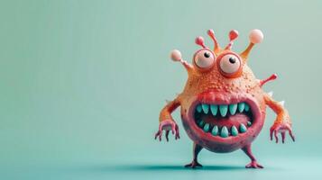 A cartoon monster with large eyes and teeth photo