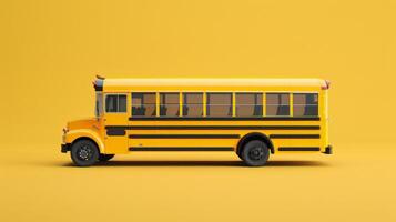 A yellow school bus sits parked on a bright yellow background photo