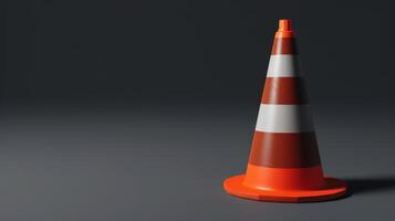 A traffic cone on a dark grey background photo