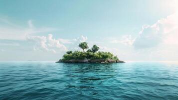 A small, tropical island rises from the turquoise ocean waters photo