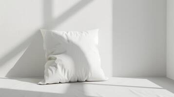 White pillow mockup on white surface photo