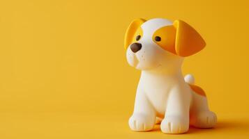 A 3D model of a dog toy in the shape of a puppy, isolated on a yellow background photo