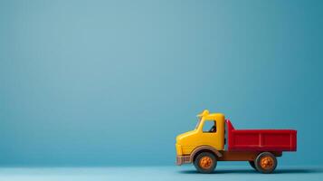 A close-up shot of a colorful toy dump truck photo